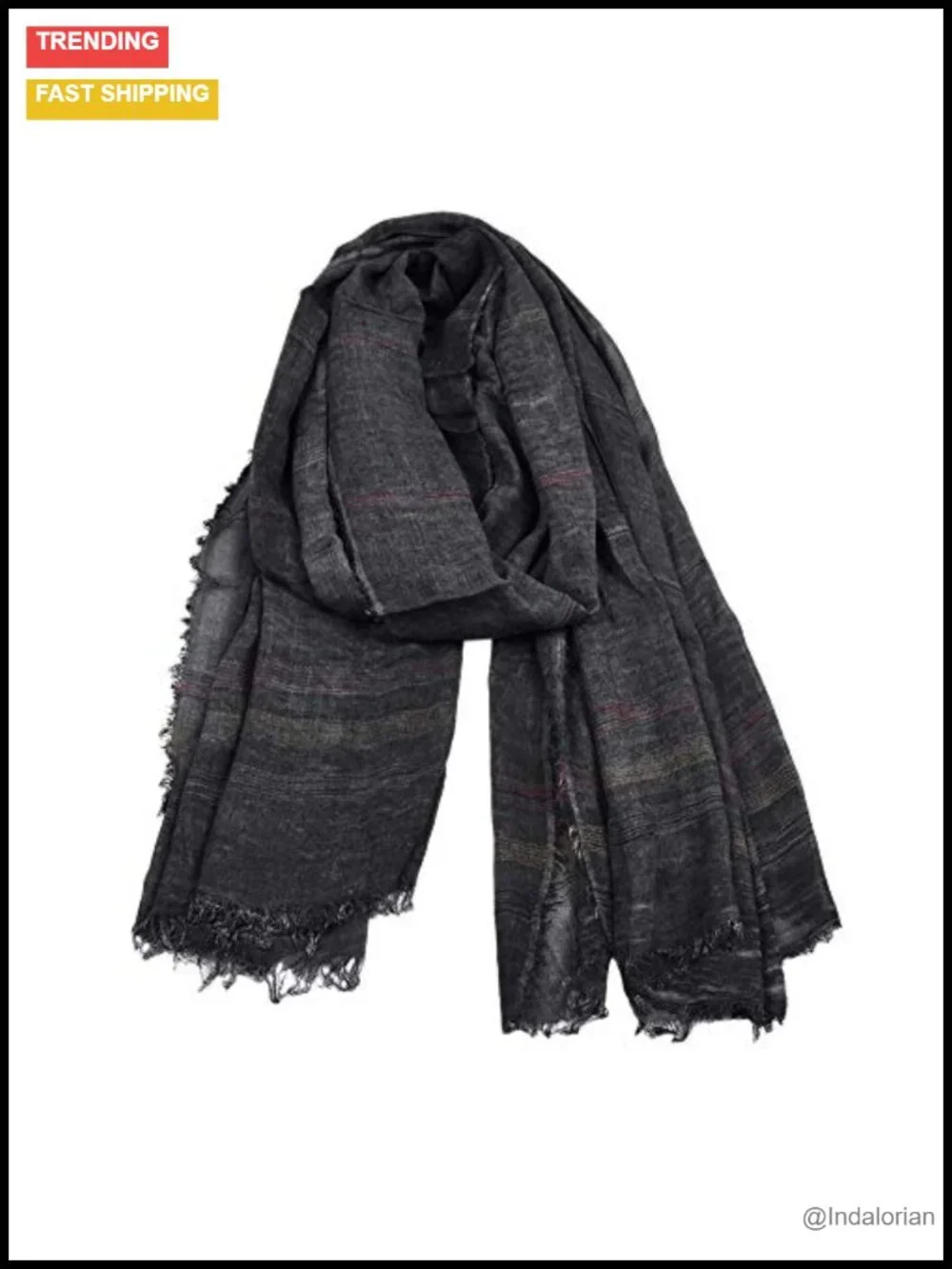 Men's Striped Soft Cotton Linen Lightweight Oversized Scarf 75x35